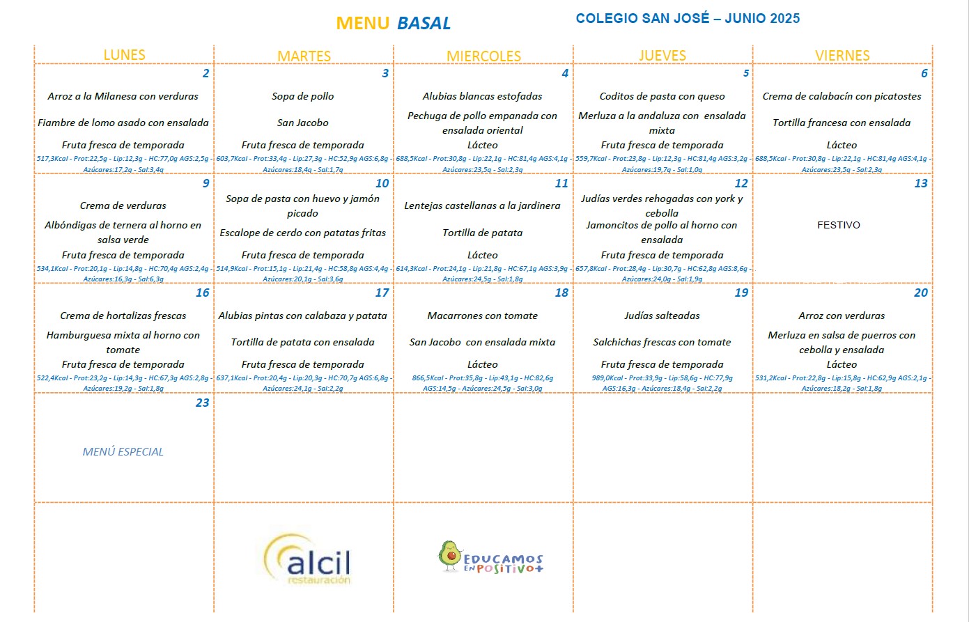 Men´ú comedor
