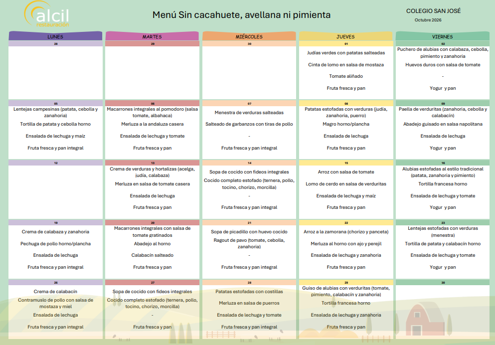 Men´ú comedor