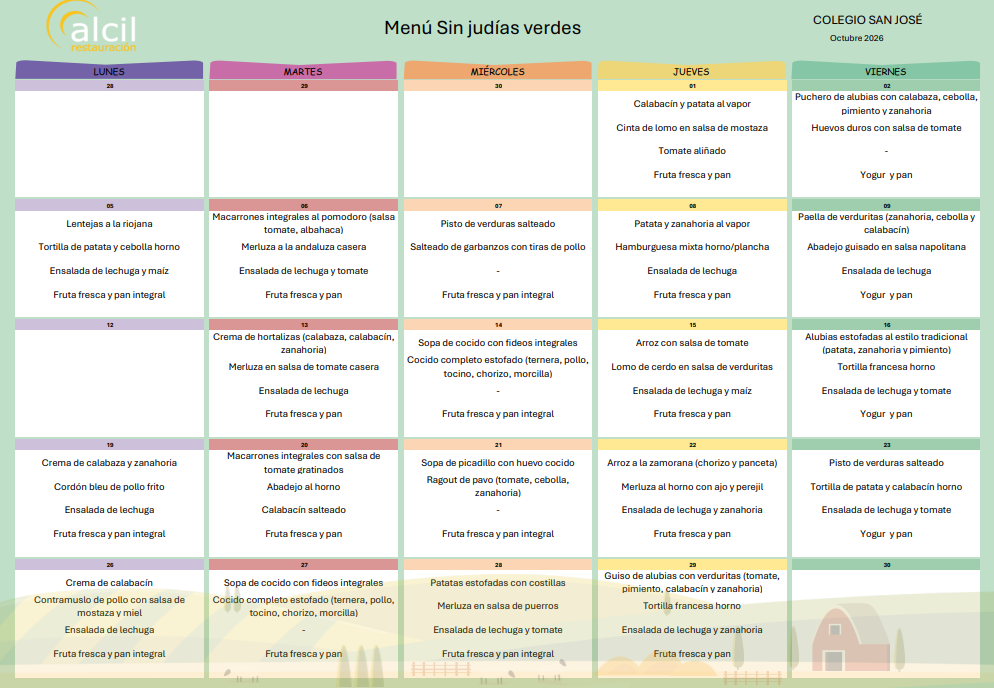 Men´ú comedor