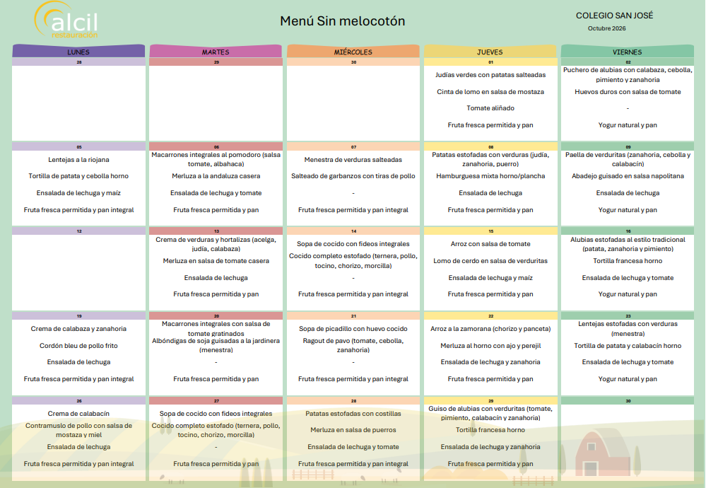 Men´ú comedor