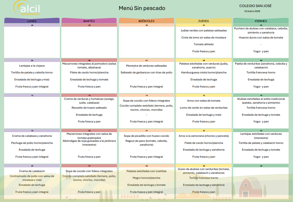 Men´ú comedor