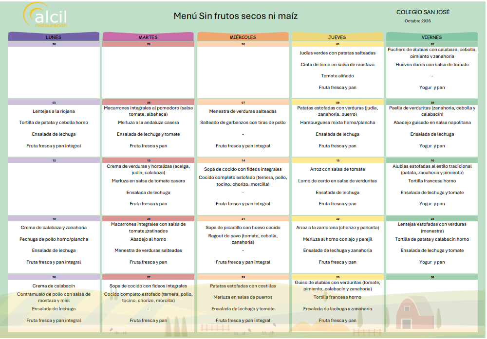 Men´ú comedor